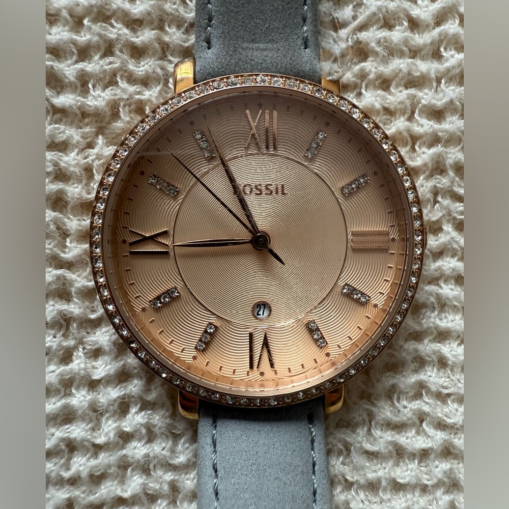 Fossil Women's Rose Gold and Blue/Gray Watch